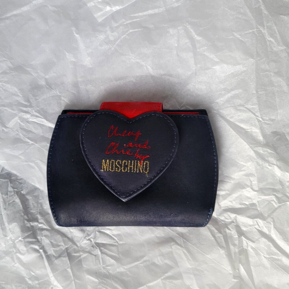 Moschino Cheap and Chic Collection Suede Wallet Blue and Red Vintage